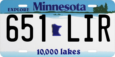 MN license plate 651LIR
