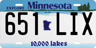 MN license plate 651LIX