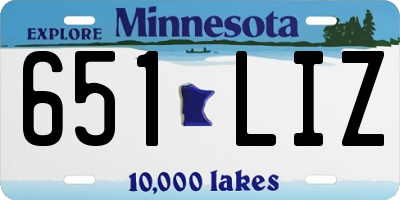 MN license plate 651LIZ