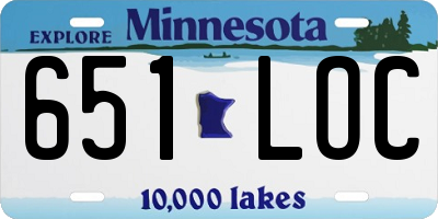MN license plate 651LOC