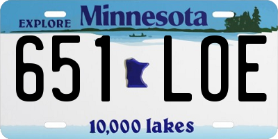 MN license plate 651LOE