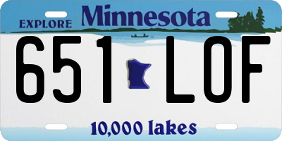 MN license plate 651LOF