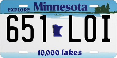 MN license plate 651LOI