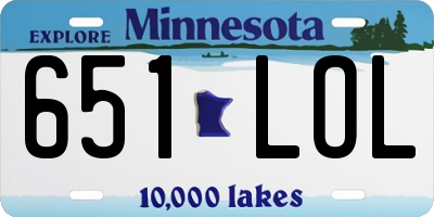 MN license plate 651LOL