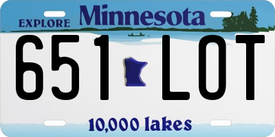 MN license plate 651LOT