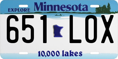 MN license plate 651LOX