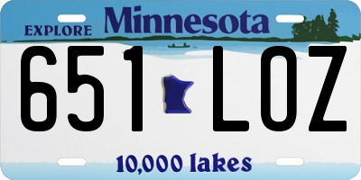 MN license plate 651LOZ