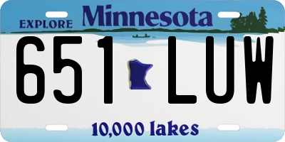 MN license plate 651LUW