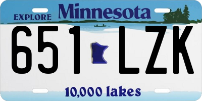 MN license plate 651LZK