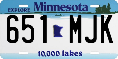 MN license plate 651MJK
