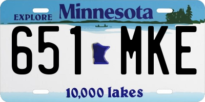 MN license plate 651MKE