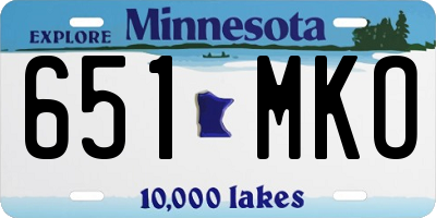 MN license plate 651MKO