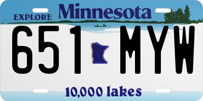 MN license plate 651MYW