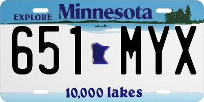 MN license plate 651MYX