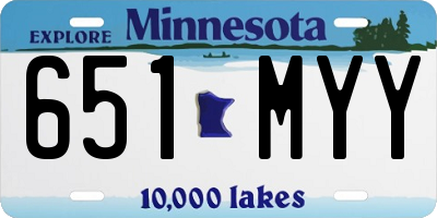 MN license plate 651MYY