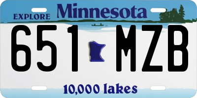 MN license plate 651MZB