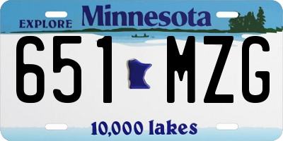 MN license plate 651MZG