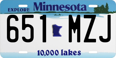 MN license plate 651MZJ