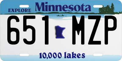 MN license plate 651MZP