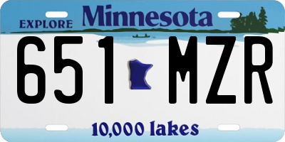 MN license plate 651MZR