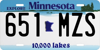 MN license plate 651MZS