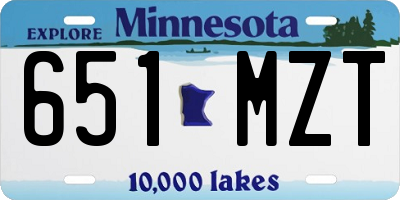 MN license plate 651MZT