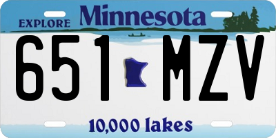 MN license plate 651MZV