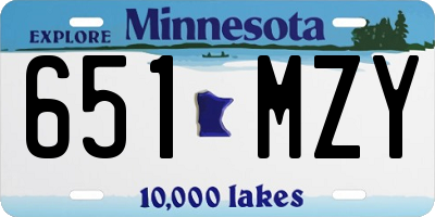 MN license plate 651MZY