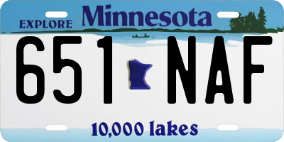 MN license plate 651NAF