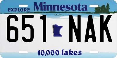 MN license plate 651NAK
