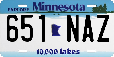 MN license plate 651NAZ
