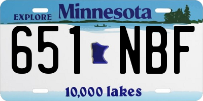 MN license plate 651NBF