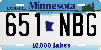MN license plate 651NBG