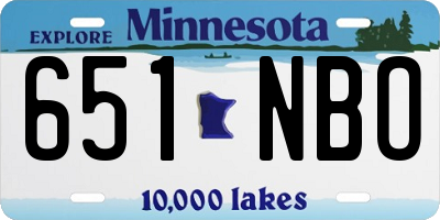 MN license plate 651NBO