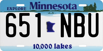 MN license plate 651NBU