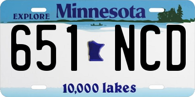MN license plate 651NCD