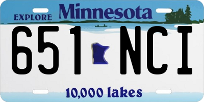 MN license plate 651NCI