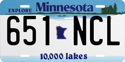MN license plate 651NCL