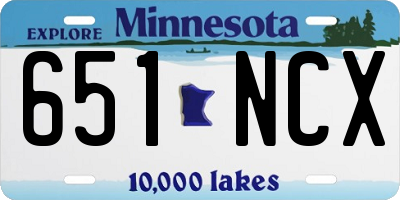 MN license plate 651NCX