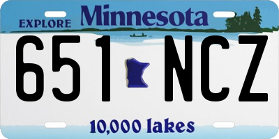 MN license plate 651NCZ