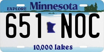 MN license plate 651NOC