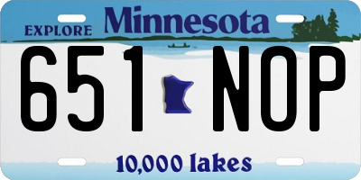 MN license plate 651NOP