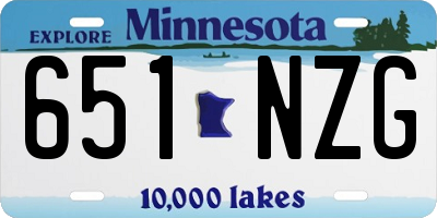 MN license plate 651NZG
