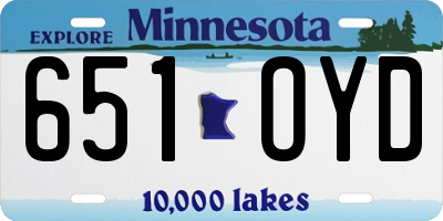 MN license plate 651OYD