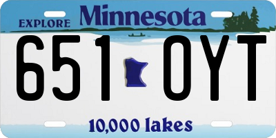 MN license plate 651OYT