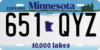 MN license plate 651QYZ