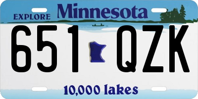MN license plate 651QZK