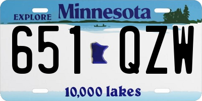MN license plate 651QZW