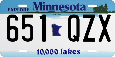 MN license plate 651QZX