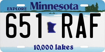 MN license plate 651RAF